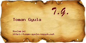 Toman Gyula névjegykártya